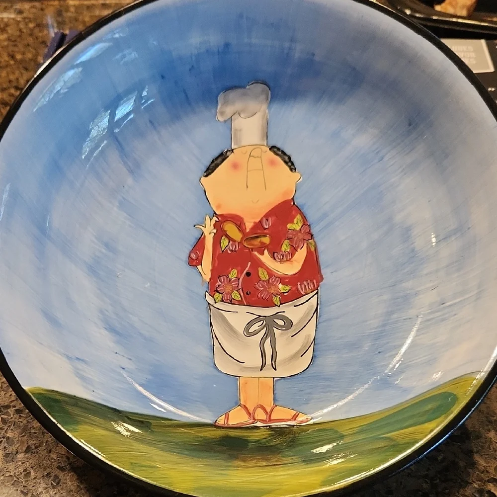 Hand-Painted Chef Serving Bowl
